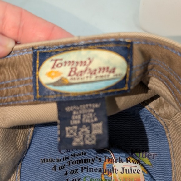 Tommy Bahama Caribbean Dark Rum Cocktail Recipe Flat Cap Hat Tan Men One Size - Picture 6 of 6